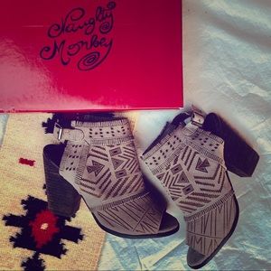 Boho Naughty Monkey Suede Laser-cut Peep Toe